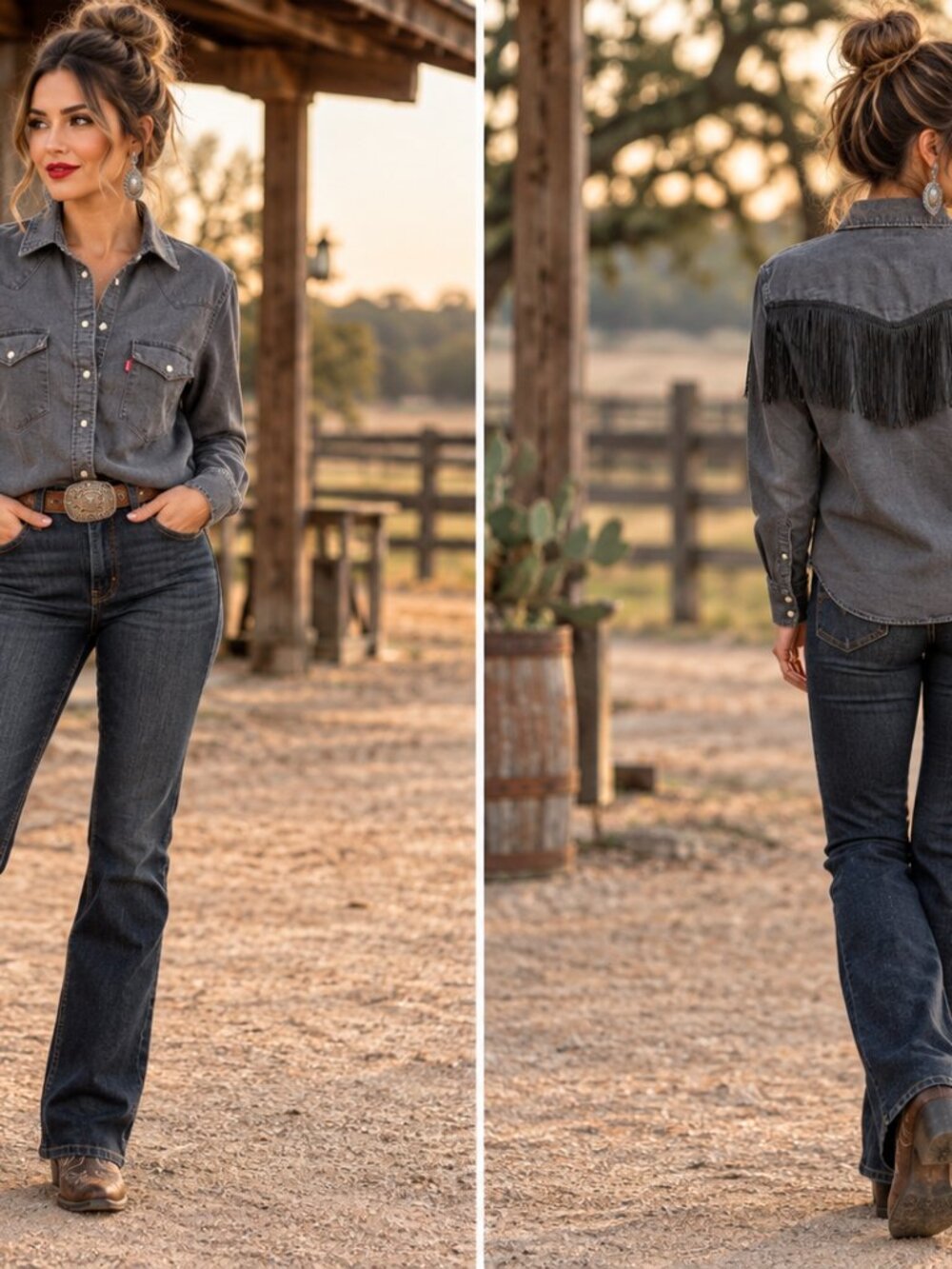 Levi’s Black Fringe Western Pearl Snap Shirt Women M Rodeo Cowgirl